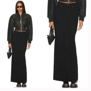 MOTHER SNACKS! The Candy Stick Skirt Size 28 Black Licorice Maxi Denim